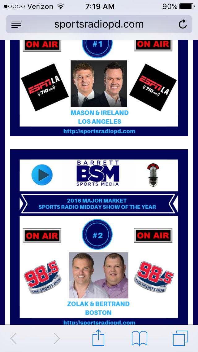 mikethomasmt8's tweet image. Congratulations @ZoandBertrand @scottzolak @Marc_Bertrand @hardy985 @JimLouth @TMorgan985 #2 Midday Show on the @sportsradiopd list!