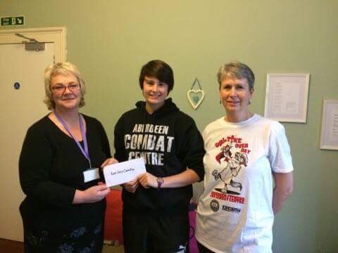 CombatCentre's tweet photo. Iona handing over the £596 raised for Rape Crisis Grampian after our Girls Take Over Day // @Meerkatsu @TatamiFightwear @IonaMasson // https://t.co/9I7ogh3GCx