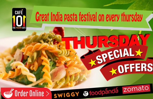 cafe10110's tweet photo. Pasta festival in Cafe101 celebrates traditional and new Pastas.
Do not miss and #Hangout with friends 👈
#pasta #pastalover #budget #tbt https://t.co/s29cA98JU3