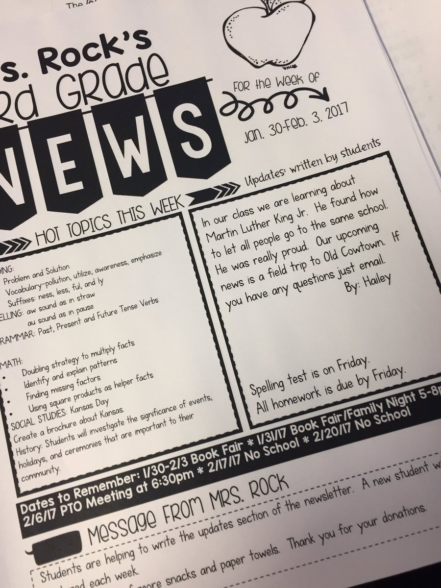 mrsrockrocks's tweet photo. Student are helping to write the updates in our class newsletter. #3rdgradewriting #CBE https://t.co/VKgSYX7NvT