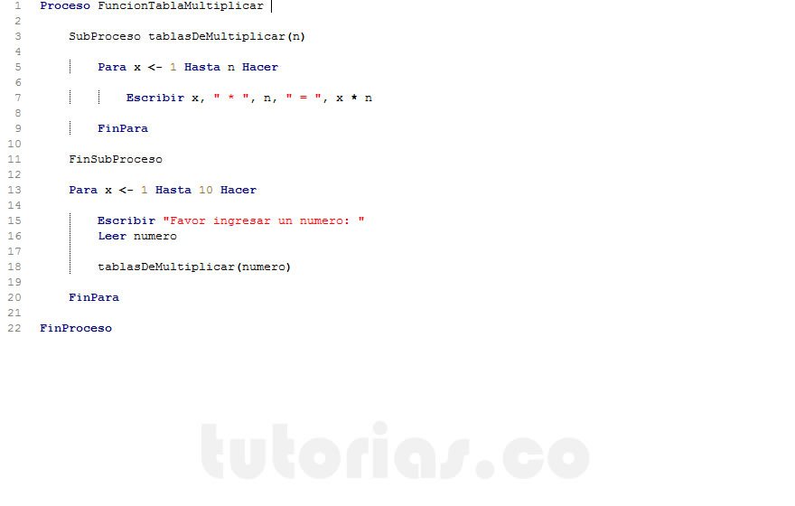 #Tutorias #Programacion funciones – pseint (funcion tablas de multiplicar) tutorias.co/funciones-psei…