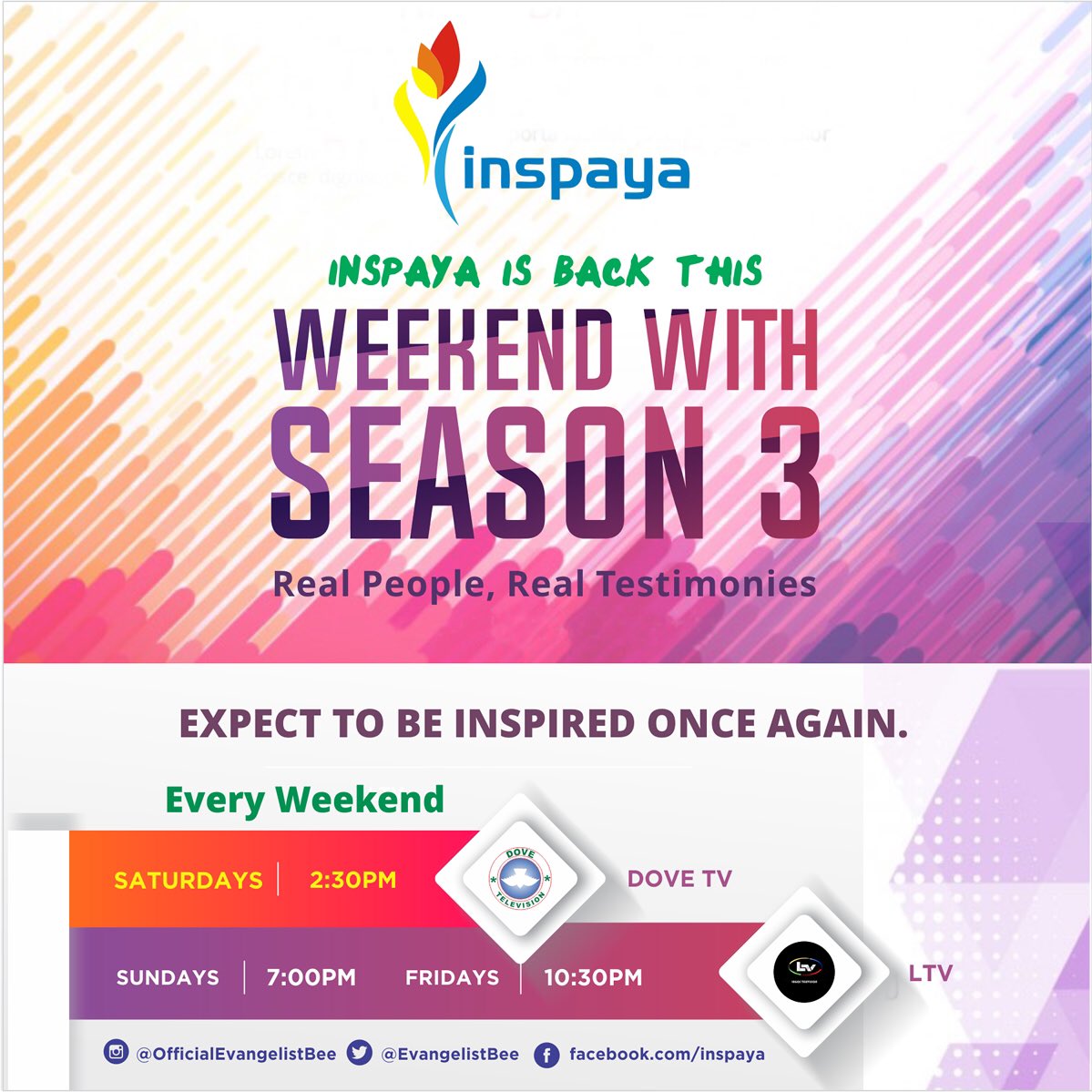 EvangelistBee's tweet photo. Thank You to all our Loyal Viewers all through Season 1 &amp; 2, #Inspaya will be a blessing to you this year! #EVB https://t.co/hULTjmVQtf