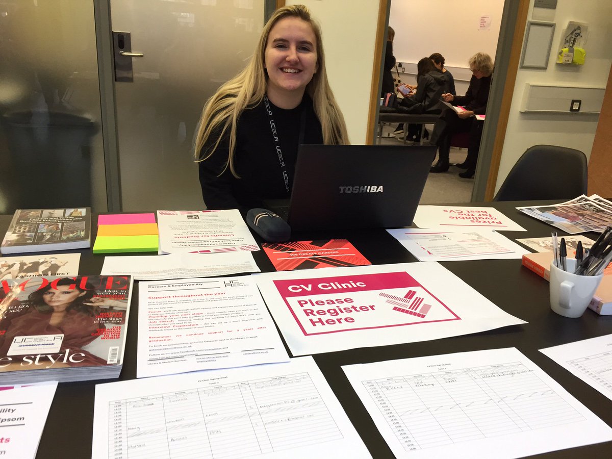 UCA_Ltechs's tweet photo. Have you visited the CV clinic yet? Get expert advice on your CV from our fantastic Careers team at #FashionFirst2017 #UCAEpsom https://t.co/crqxLDHALs
