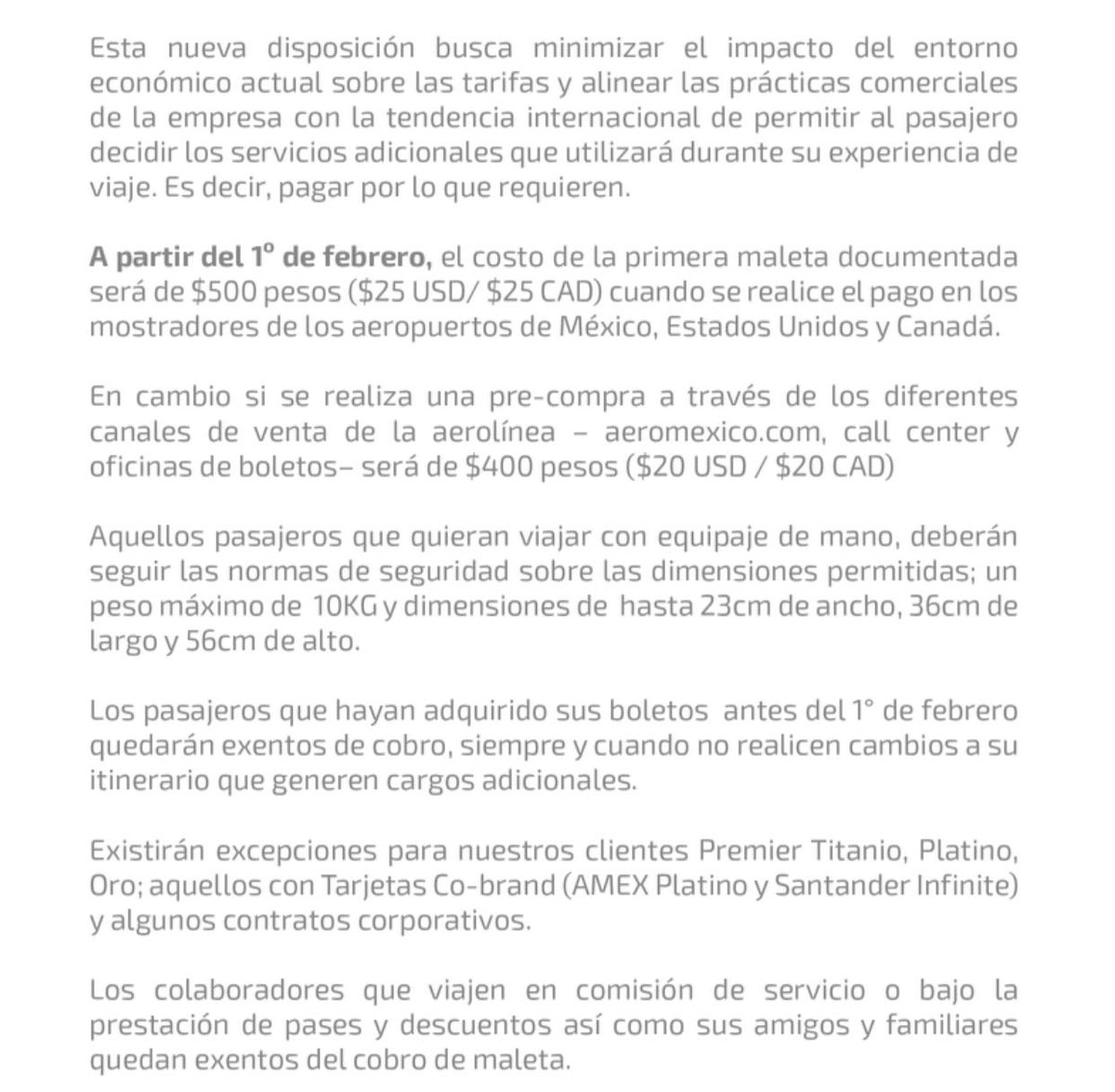 Aeroméxico: check-in y equipaje permitido 2022 - Mundukos