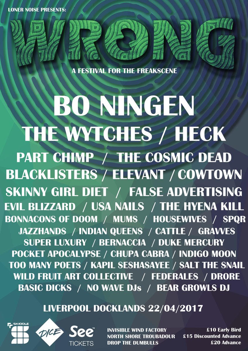 WRONGfest's tweet photo. Our full lineup is announced #wrongfestival #afestivalforthefreakscene
@theskinnymag @WallOfSoundPR @OneFellTweet @GetintothisHQ @BidoLito https://t.co/O2WE307zmI