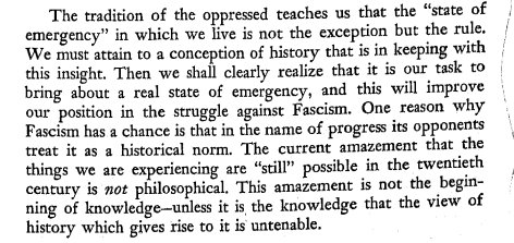 Walter Benjamin about this moment: