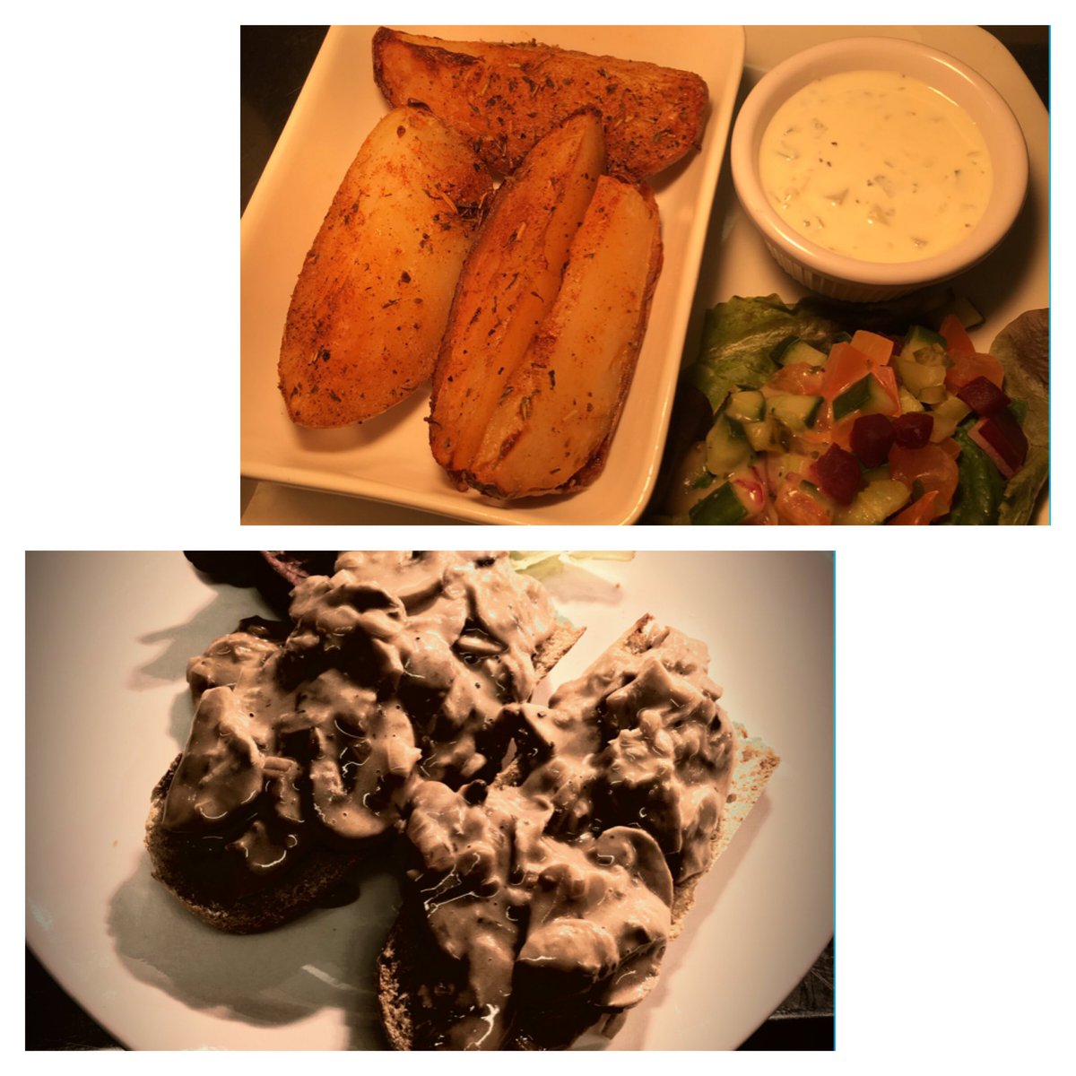WellingtonsBrad's tweet photo. Today's specials🎉 Cajun potato wedges and creamy garlic mushrooms on a toasted baguette🥖🥗 https://t.co/zRtA7Ax8RQ