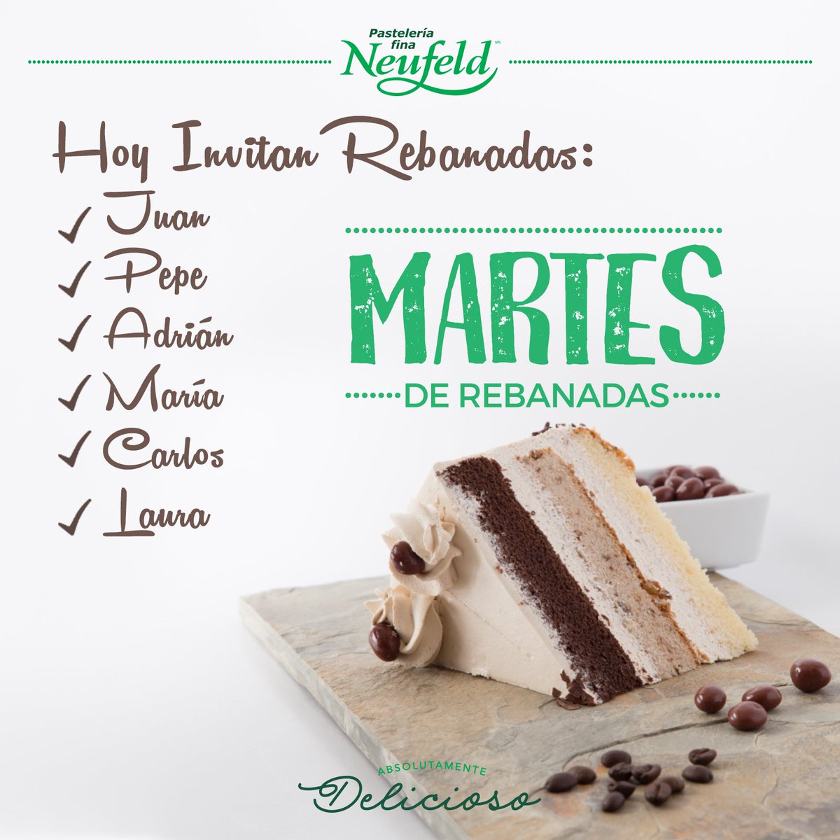 PastelesNeufeld's tweet photo. #MartesDeRebanadas Como todos saben hoy tenemos nuestras rebanadas en promoción :D
Aquí hay una lista de quien te debe una rebanada 😁 https://t.co/w61hEfYk04