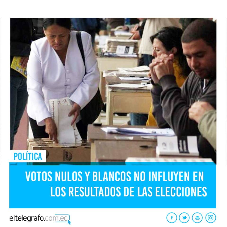 el_telegrafo's tweet photo. #Elecciones2017Ec | Los votos nulos y blancos no influyen en los resultados ► https://t.co/CJ917Zx4cf https://t.co/tMhJc1Jdlp