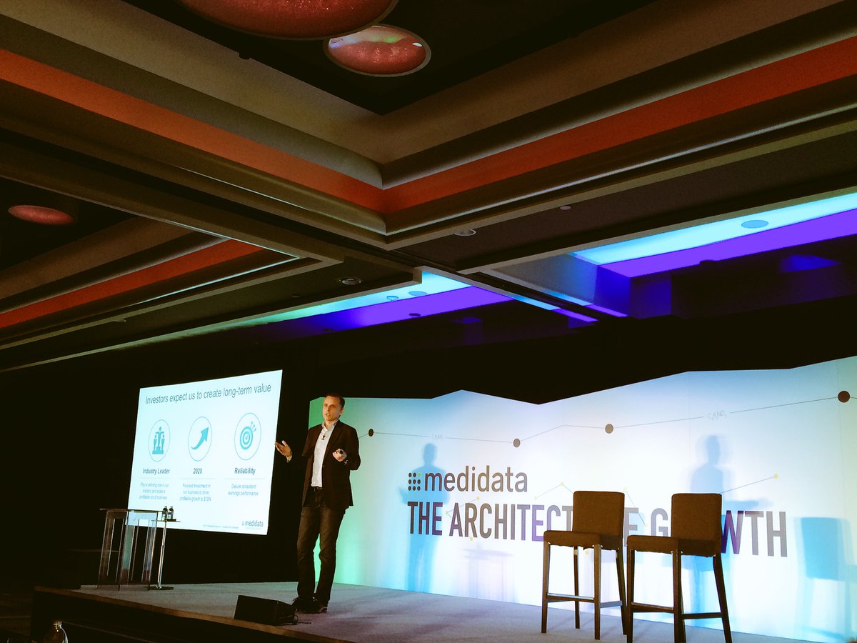 Medidata's tweet photo. Our @RouvenBergmann asks, "How high is high?" We're investing in our #tech &amp; people to cont. to grow &amp; build our customers' success #CKO2017 https://t.co/qmL0lUe42r