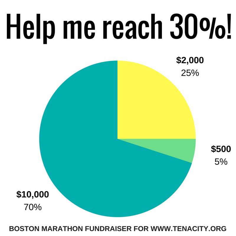 emelizclark's tweet photo. https://t.co/LA1uMVNGgr: Check out this super cool chart to see how I'm doing. 5% needed to get to 30% for @TENACITYtweet #BostonMarathon https://t.co/XT0kIcVE9g