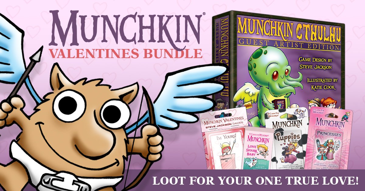 SJGames's tweet photo. The Munchkin #BundleOfLove is available in Warehouse 23 now until 2/16! Get the cutest games for a low price! https://t.co/5Ox6eAoJ3y -HS https://t.co/C7LFoEedP8