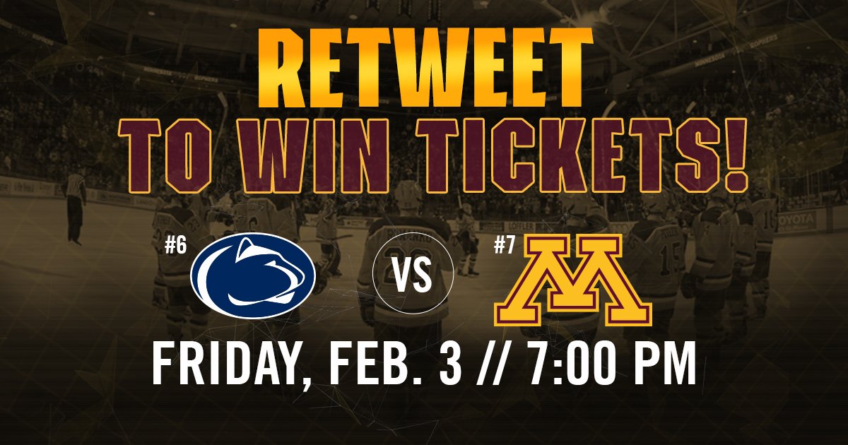 GopherHockey's tweet photo. The #Gophers return to @B1GHockey action this weekend at Mariucci Arena against PSU. 

RT for your chance at 4 tickets to Friday's opener! https://t.co/7YATOYjXZd