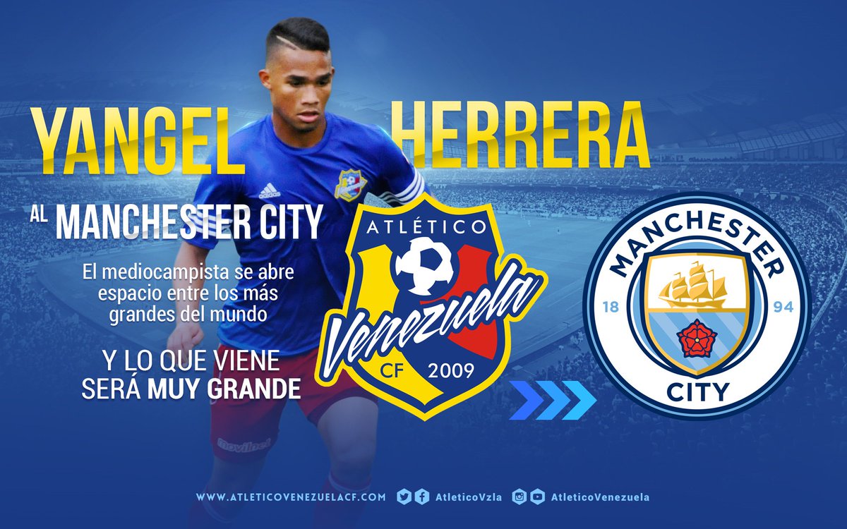 AtleticoVzla's tweet photo. ¡ES OFICIAL! Yangel Herrera se va traspasado al Manchester City de Inglaterra. El volante da el salto a un grande de Europa. ¡Grande! https://t.co/c8oHnbsqMi
