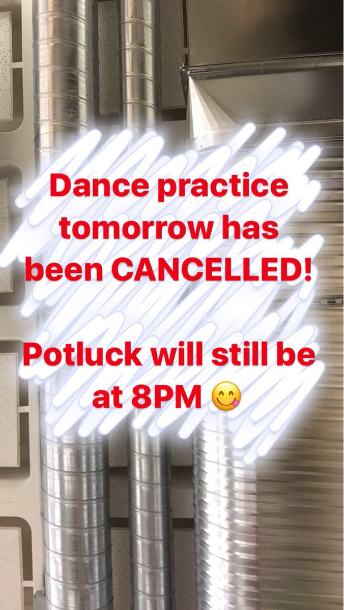 Hey guys! practice for Polyfest is canecelled tomorrow but the potluck is still on! So bring something to share! See you @ 8! Surc 137 A&amp;B