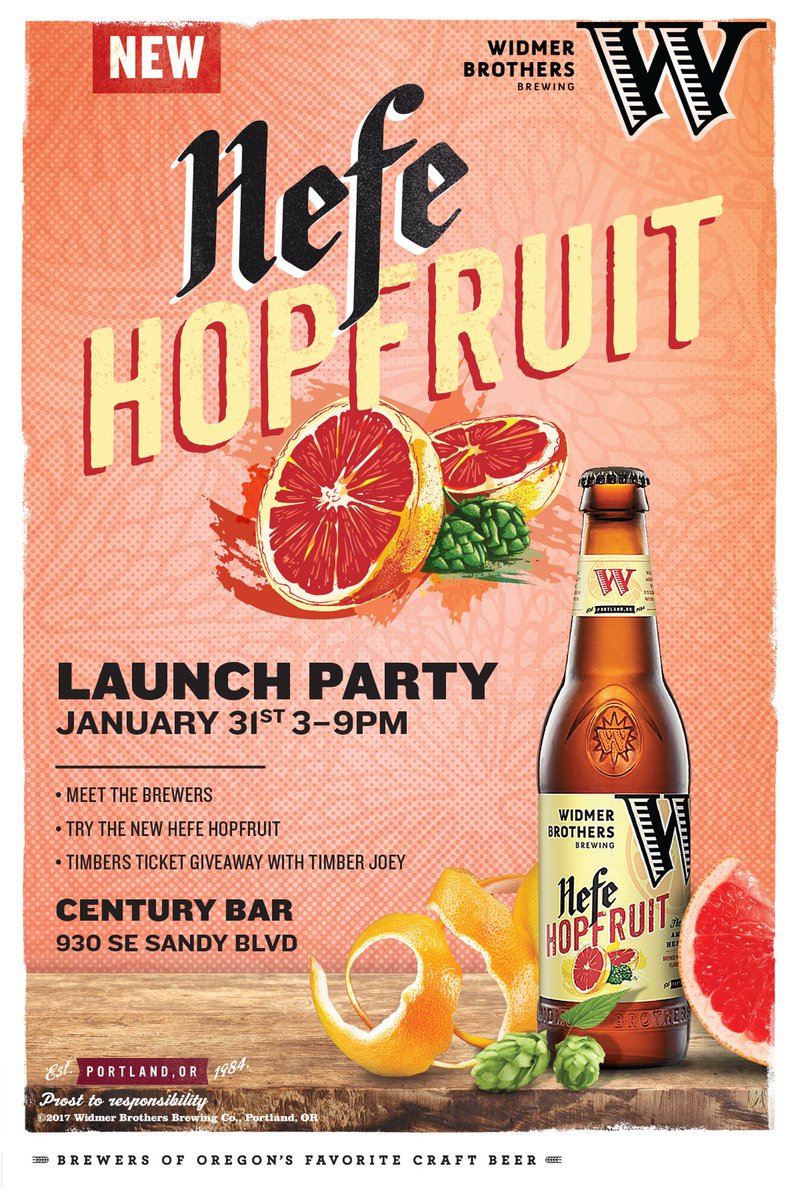 beerherejohnny's tweet photo. Widmer release party this afternoon at Century Bar on SE Sandy for Hefe Hopfruit, brewed with grapefruit peel, Citra &amp; Chinook hops. https://t.co/J19850nr5y