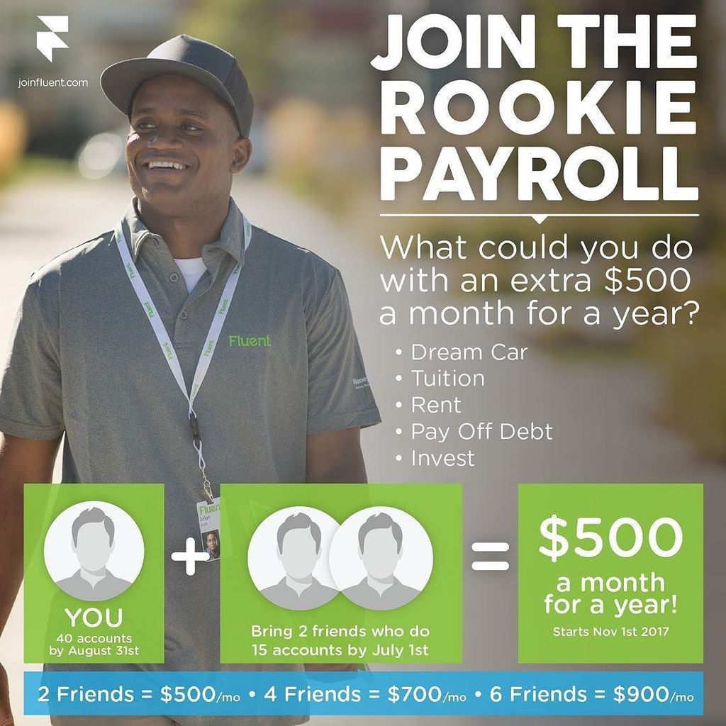 JoinFluent's tweet photo. Introducing the Rookie Payroll from Fluent!
Set yourself up for financial freedom and success in 2017. Visit joinfl… https://t.co/m9SEVlPbv0