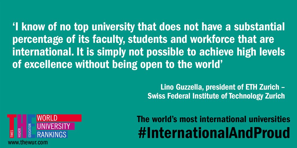 THEworldunirank's tweet photo. Switzerland's @ETH is the most international university in the world https://t.co/vzgL8rD9g3 @ETH_en #InternationalAndProud https://t.co/bmzHeR1K9m