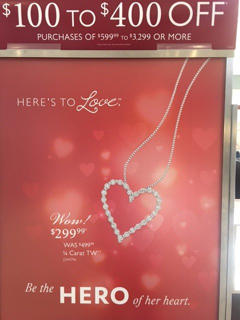 Here's to LOVE.  Be the HERO of her heart.  Stop by Helzberg Diamonds Upper Level Center Court!