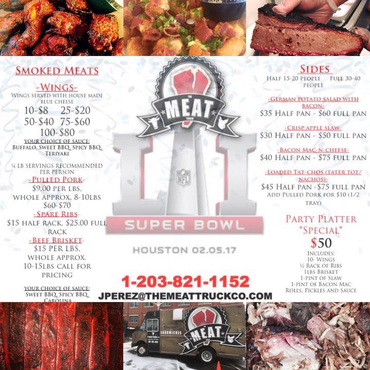 Lets go! Get those orders in for the big game on Sunday. Best Q around. #meathaven #themeattruck