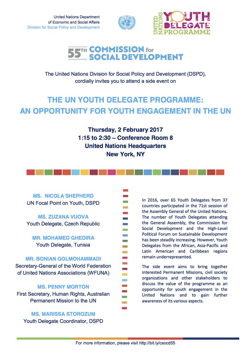WFUNAYouthNet's tweet photo. If you're still around after #Youth2030 Forum, join us for event on the UN Youth Delegate Programme during #CSocD55. https://t.co/uKDXmmsazt https://t.co/WnDLDqd4Xt
