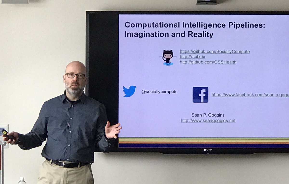 PhDiSchoolSU's tweet photo. Sean Goggins @sociallycompute Talk: #Computional #Intelligence Pipelines; #Imagination & #Reality @iSchoolSU https://t.co/8IRIEYnKIs