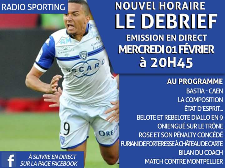 RadioSporting2b's tweet photo. Mercredi 1 février 20h45 en direct sur notre page Facebook https://t.co/l5RahMkrPT