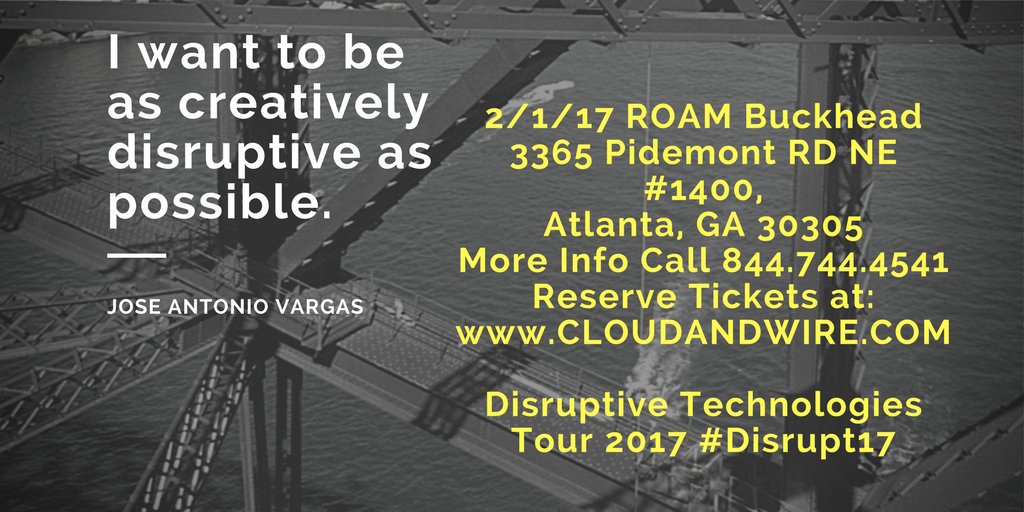 CloudandWire's tweet photo. One more day! Hear @1800BROADVIEW, @cloudbrij, @Tegile, & @StorMagic speak on how to manage tech disruption in IT. #Disrupt17 #CloudandWire https://t.co/uAUif4FjjL