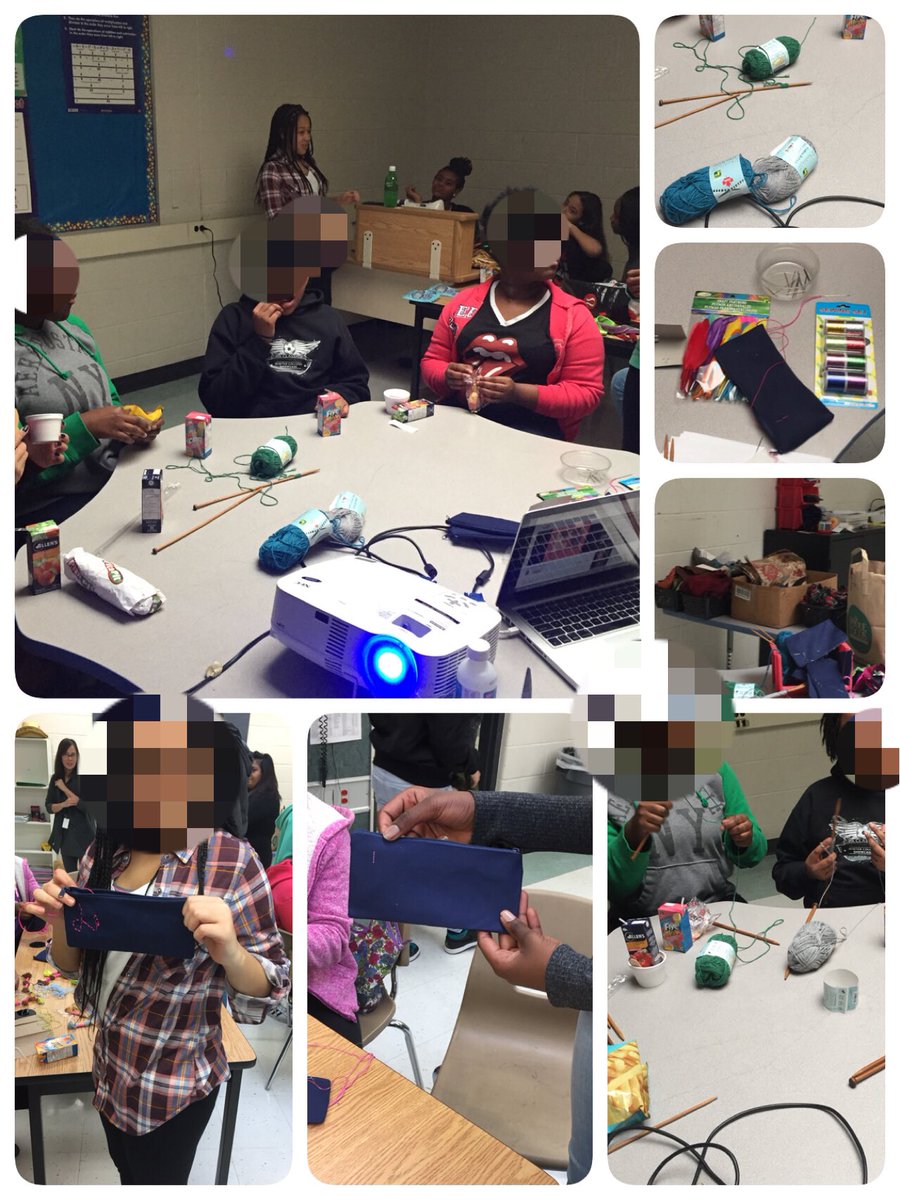 Msacademic77's tweet photo. On point at the CD4F club #fashion #creation #knitting #embroidery #engagedlearners @McCrimmonMistry @McCr_MS   @PeelSchools https://t.co/Jtr8oTTvDC