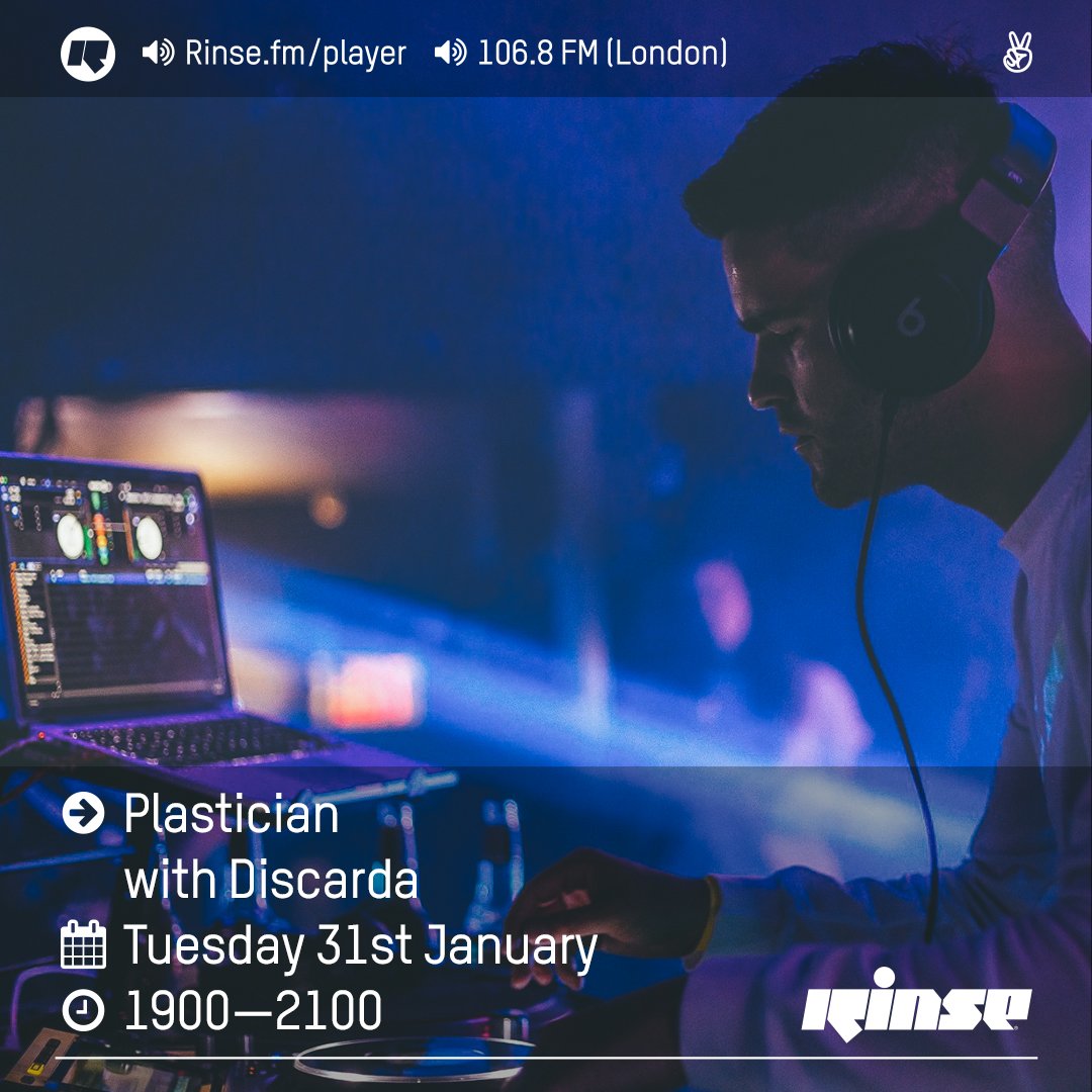 RinseFM's tweet image. Coming up after #DriveWithMaya @MayaJama it's @Plastician with @discarda! Lock in from 7pm #RinseFM