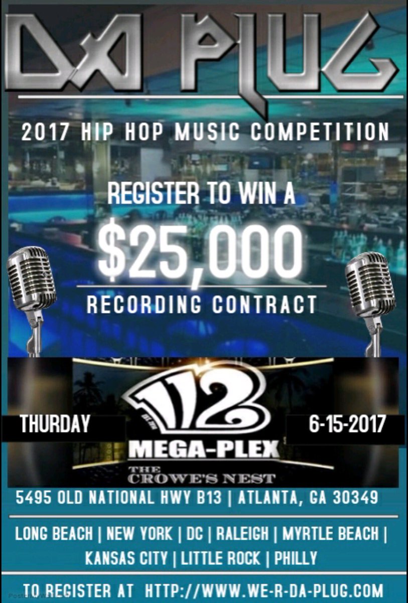 WeRDaPlug's tweet photo. Artists you can register here to compete in one of the 8 cities ➡️ https://t.co/h7vOASJWhG #DaPlug #music #Competition https://t.co/6kFVCN2Hj0