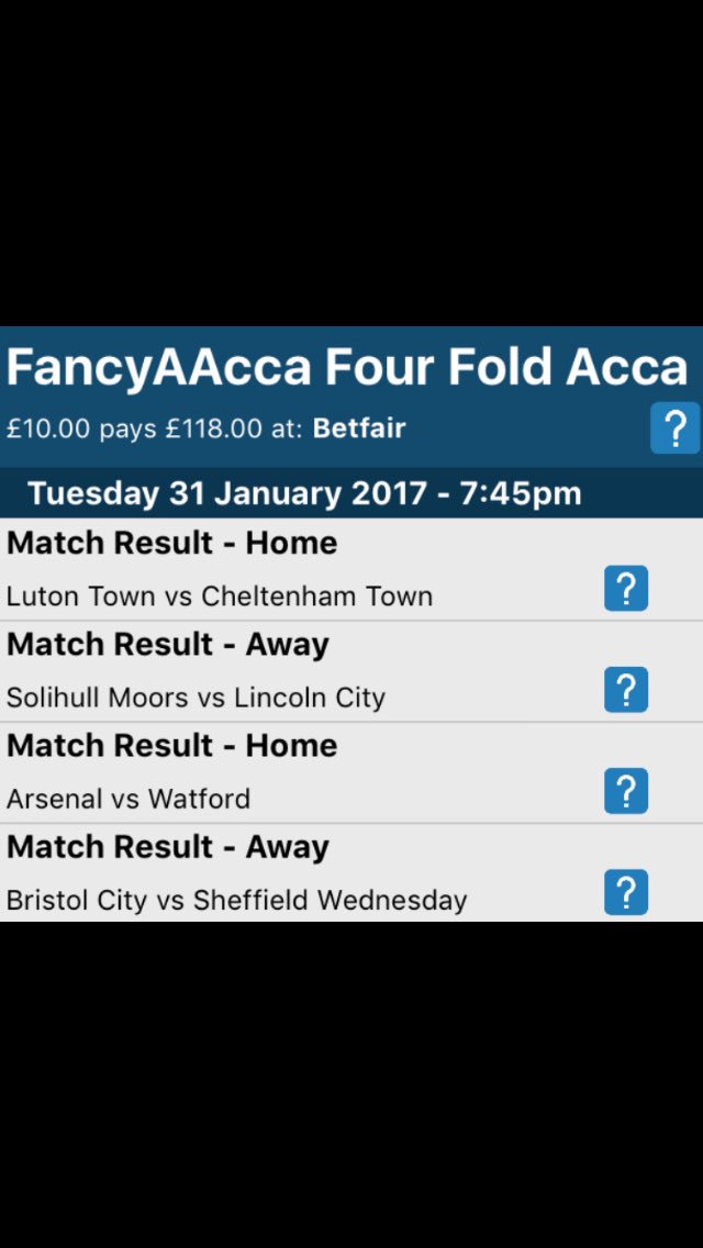 FancyAAcca's tweet photo. Today's Bet - Bet 2 - FancyAAcca Four Fold Acca - Returns £118.00 https://t.co/hDsH0dCIhP