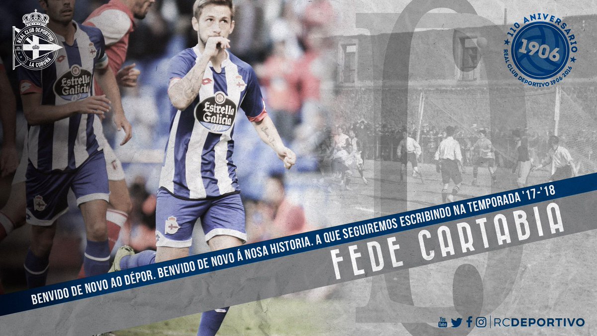 RCDeportivo's tweet photo. Fede Cartabia, nuevo jugador del Deportivo, cedido al Sporting Braga https://t.co/tzSYjUbqnk Benvido de novo ao #Dépor, #ánosahistoria Fede! https://t.co/5D37T5PXNu