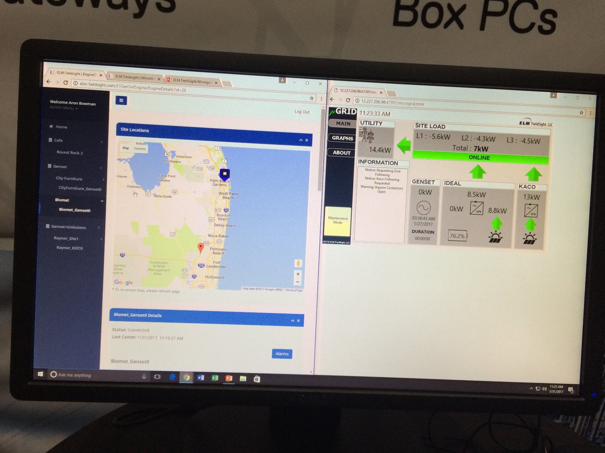 KirstnBillhardt's tweet image. Microgrid demo featuring @ELMEnergyLLC Fieldsight on #dell gateways at Booth 1853 #DTECH2017
