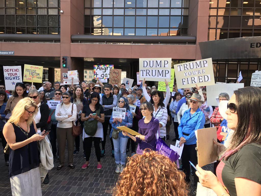 rhodaqu's tweet photo. Rally in San Diego.  Feinstein’s office. #NoJusticeNoBill
#IndivisibleSD https://t.co/8qPXDIO0l1