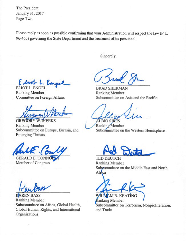 HouseForeign's tweet image. .@HFACDemocrats to @POTUS: Dissenting Diplomats Protected by Law: democrats-foreignaffairs.house.gov/news/press-rel…