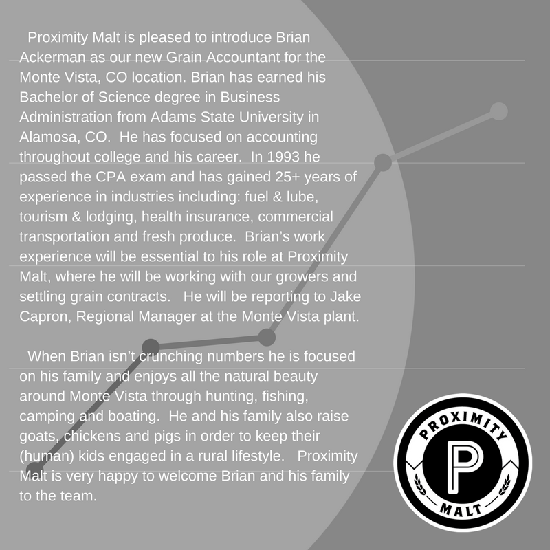 ProximityMalt's tweet image. We're so happy to have Brian Ackerman @ProximityMalt ! #craftmalt, #localmalt, #barley, #accountingrules, #craftbeer
