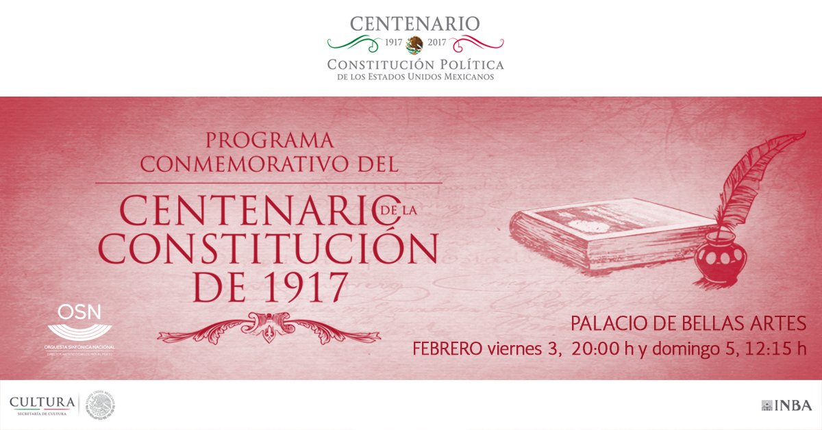 gobmx's tweet photo. Concierto Conmemorativo del Centenario de la #Constitución1917 con la Orquesta Sinfónica Nacional en @PalacioOficial @bellasartesinba 🇲🇽 https://t.co/Ag7teu88eD