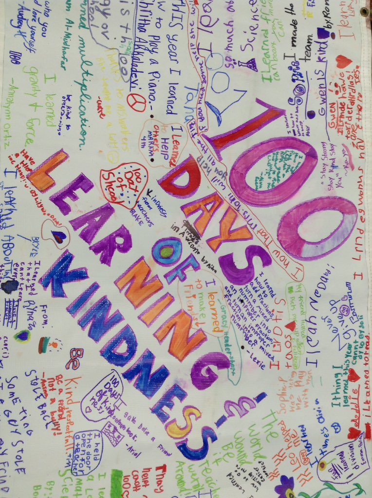 ArtAtLee's tweet photo. Look for this on the playground fence tomorrow. A school full of kind learners!!@MKoonse @drgennieart @LEEexplorers https://t.co/DHDbLFF5Mq