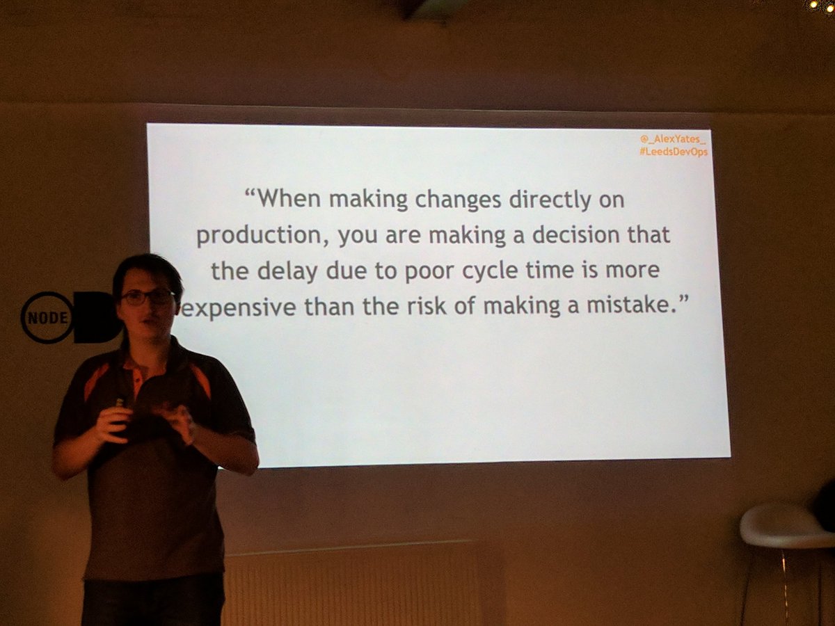 purplemarauder's tweet image. "hotfixing" (hacking) a change into live is almost never the cheapest solution. Hallelujah! #leedsdevops @_AlexYates_