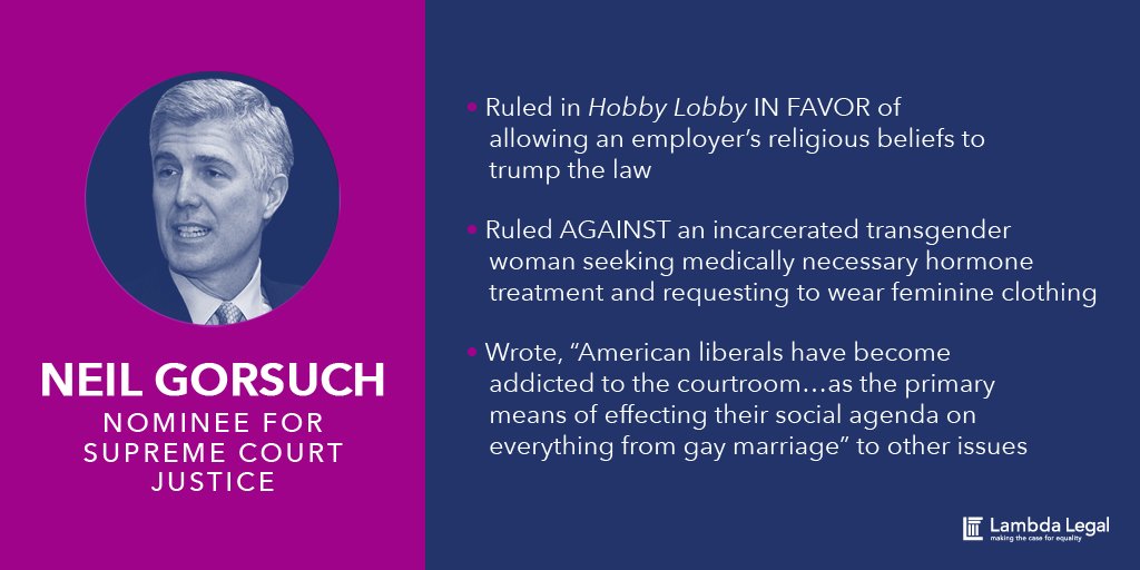 RT if you OPPOSE Judge Gorsuch for #SCOTUS. #LGBTQ