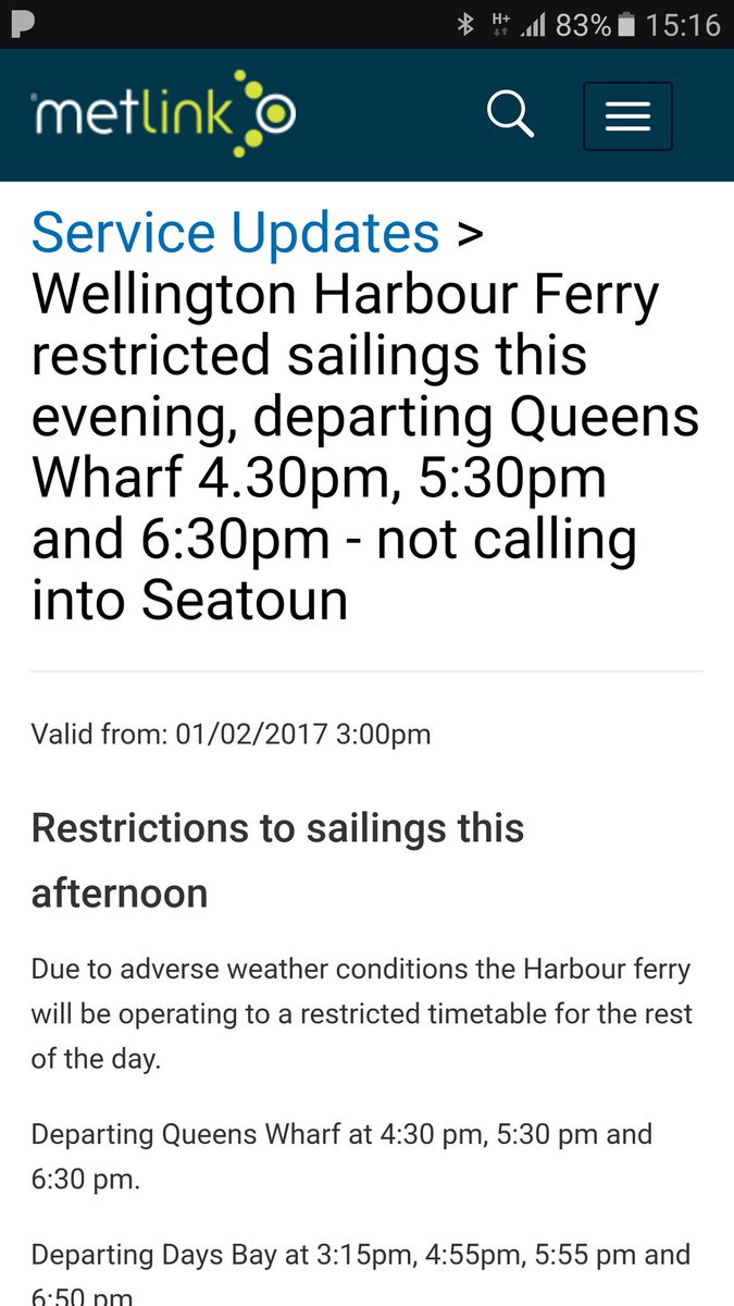 FERRY : Restricted sailings again today due to weather.