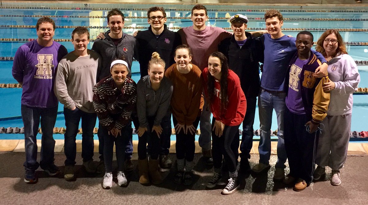 AZ2KYMOM's tweet photo. @PurplesSwimming seniors after a final win in the #domeofchampions! 💜💛 Next stop KHSAA Region Two championships! https://t.co/xb0gC1IEaa