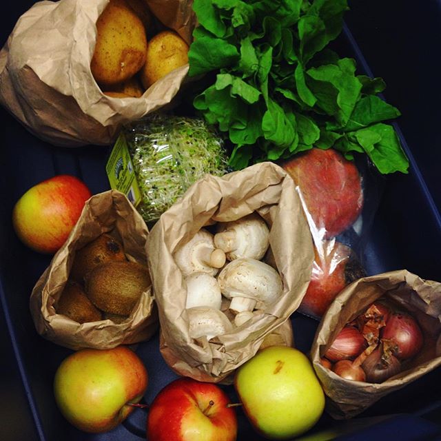 Look at all this fresh produce!! 👀 🙆 This week's #SPUDbox 😍❤️ #farmtotable #eatlocal #zerowasteuvic #organicfood 📷: @uvicsustainability