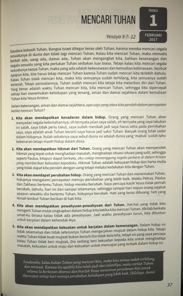 Kita perlu senantiasa mencari Tuhan dlm segala keadaan....
