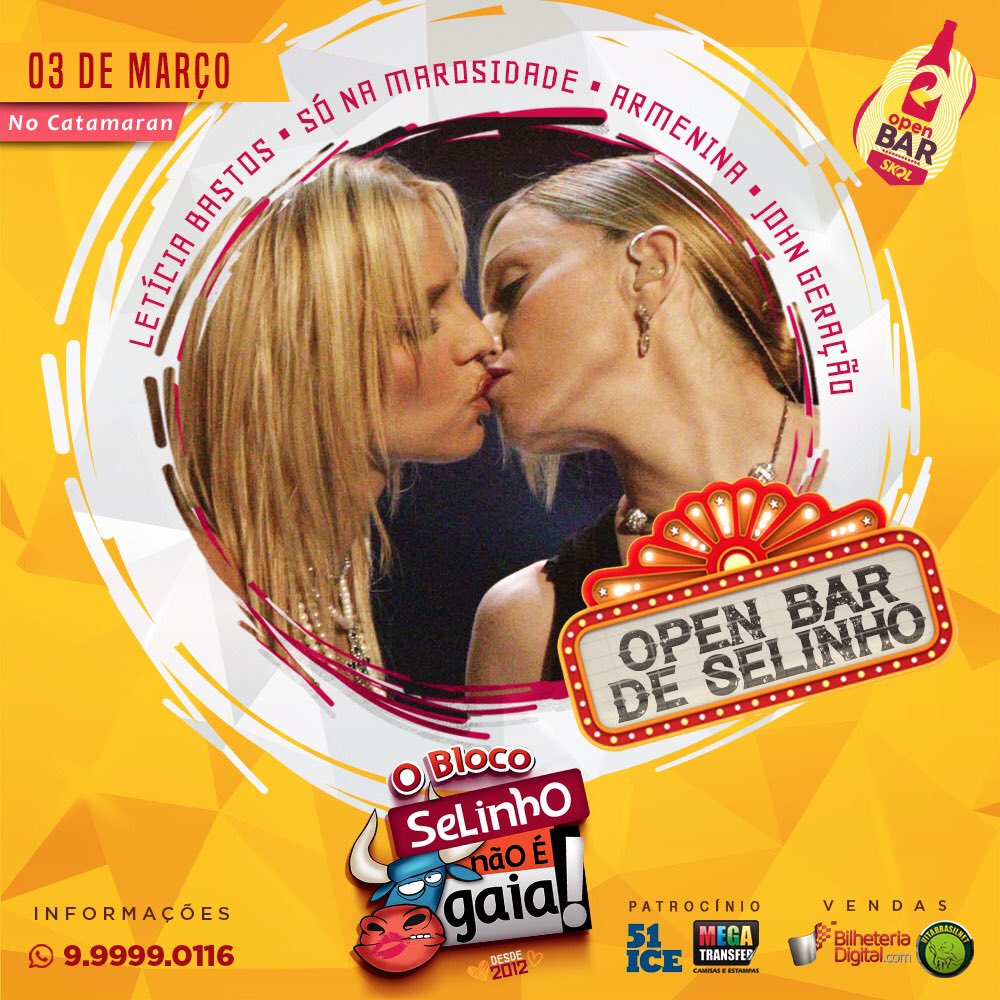 O OPEN BAR gelado de <a href="/skol/">Skolzinha ↻</a> mais barato do carnaval  por 59,90😱. O SELINHO TA LIBERADO!
Bloco selinho não é Gaia.