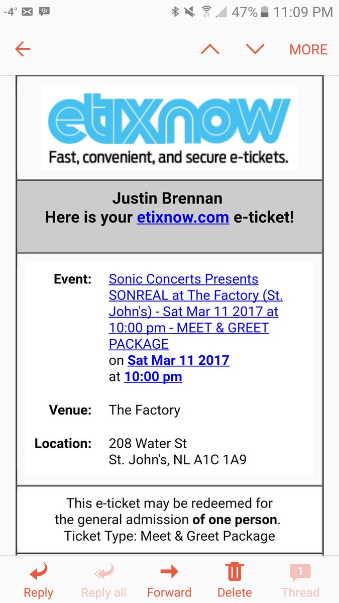 JayBe3887's tweet photo. Just purchased my VIP ticket for @TheRealSonReal in St. John's! This is going to be the show of the year! #SonSquad https://t.co/aez3kJxPUW