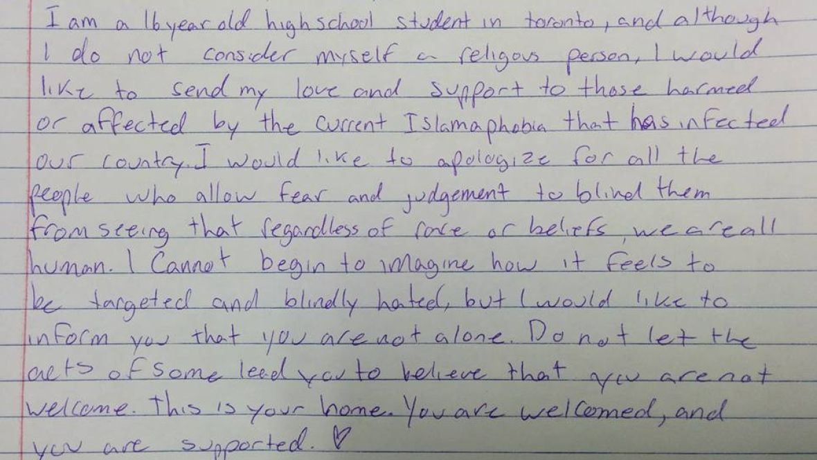 CBCToronto's tweet photo. This teacher had his students send letters to a Toronto mosque β and reading them will give you hope https://t.co/LPzqdR2N0s https://t.co/XDPXRN0mR7