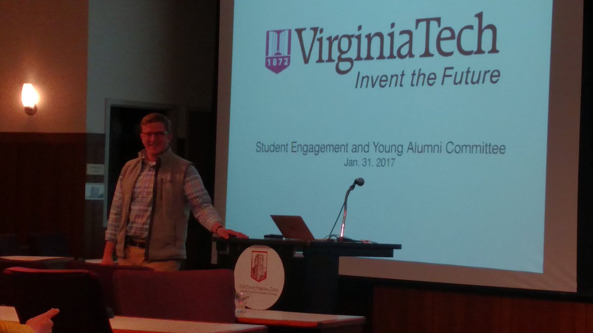 VTMattWins's tweet photo. Great 2 have @Nathanlavinka VTAA student committee chair making presentation 2 @VTSAA, coolest students on campus!
#vt4l
#vtsaa
#GoHokies https://t.co/dJSZY5QZob