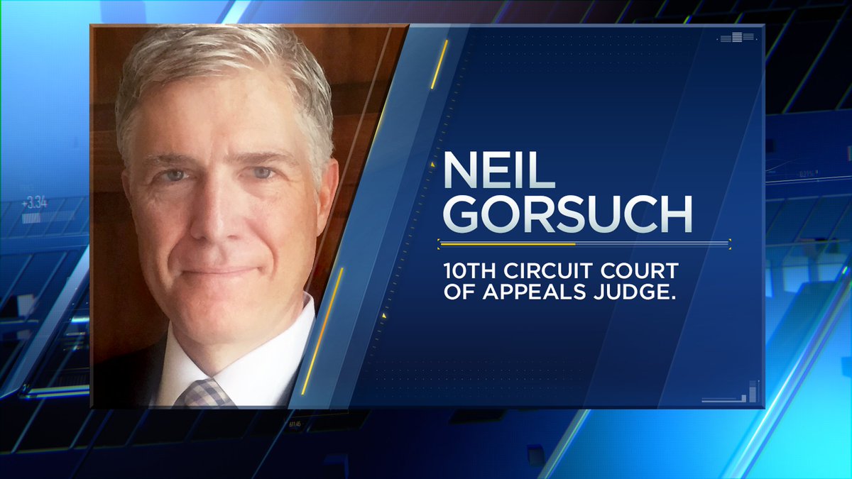 BREAKING: President Donald Trump selects federal appeals court judge Neil Gorsuch to fill U.S. Supreme Court vacancy cnb.cx/brk